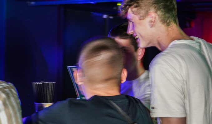 Group of boys partying at a bar in Dortmund