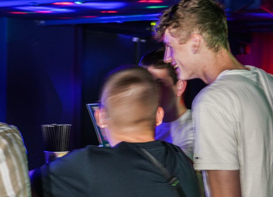 Group of boys partying at a bar in Dortmund