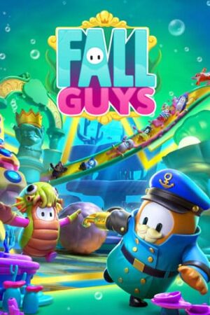 Fall Guys wallpaper. Different characters are portrayed in an underwater theme.