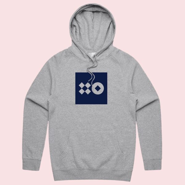 Basestack grey hoodie with logo at the center