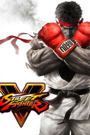 Street Fighter V. Ryu auf der rechten Seite mit überkreuzten Handgelenken, während er seine charakteristischen roten Handschuhe trägt.
