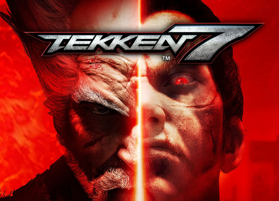 Wizerunek twarzy z Tekkena przedstawiający Heihachi Mishimę i Kazuyę obok siebie.