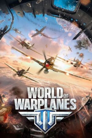 World of Warplanes Wallpaper mit einer Reihe von WW2-Flugzeugen, die einen Spieler verfolgen.