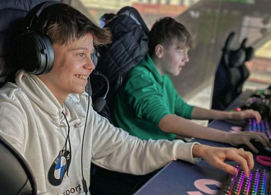 Gamer kids enjoying playing computer games