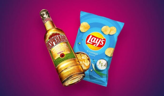 Bottle of beer and Lays chips
