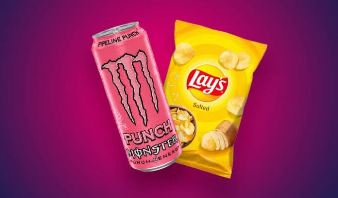 Energy Drink und Lays-Chips