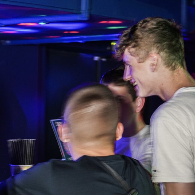 Group of boys partying at a bar in Łódź